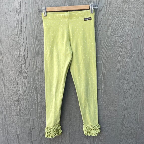MATILDA JANE Girls 12 Ruffle Pull On Leggings Stretch Cotton Polka‎ Dot Green - Picture 1 of 6